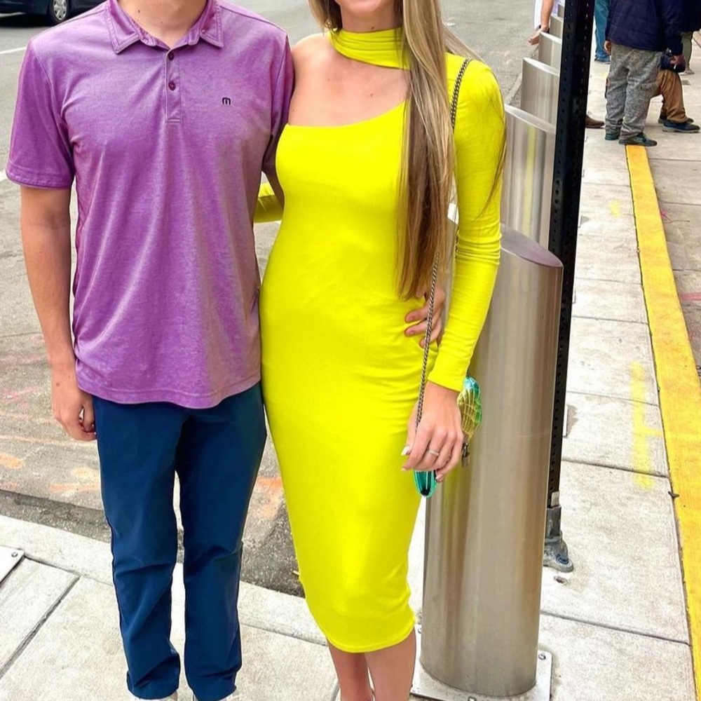 Not Your To Keep Neon Yellow Midi Dresd